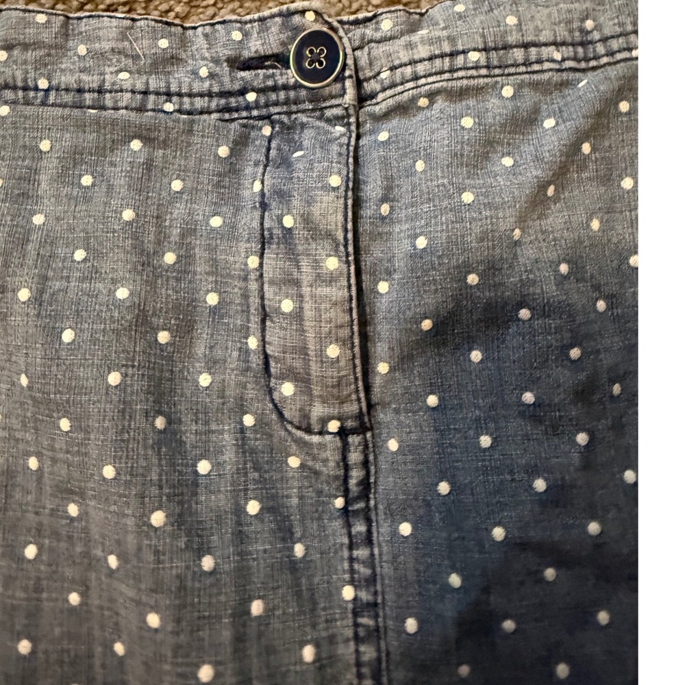 Karen Scott Petites Blue Polka Dot Denim Skort Womens 12P Light Wash Cotton - Picture 4 of 7